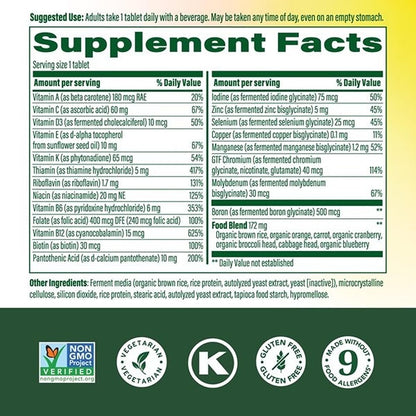MegaFood One Daily Iron Free Multivitamin - Multivitamin for Women and Men - with Real Food - Immune Support Supplement - Bone Health - Energy Metabolism - Vegetarian; Non-GMO; No Iron - 60 Tablets - dailyvitalstore
