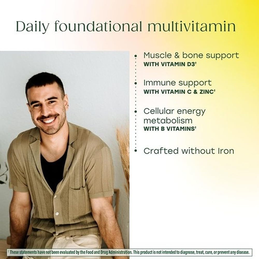 MegaFood One Daily Iron Free Multivitamin - Multivitamin for Women and Men - with Real Food - Immune Support Supplement - Bone Health - Energy Metabolism - Vegetarian; Non-GMO; No Iron - 60 Tablets - dailyvitalstore