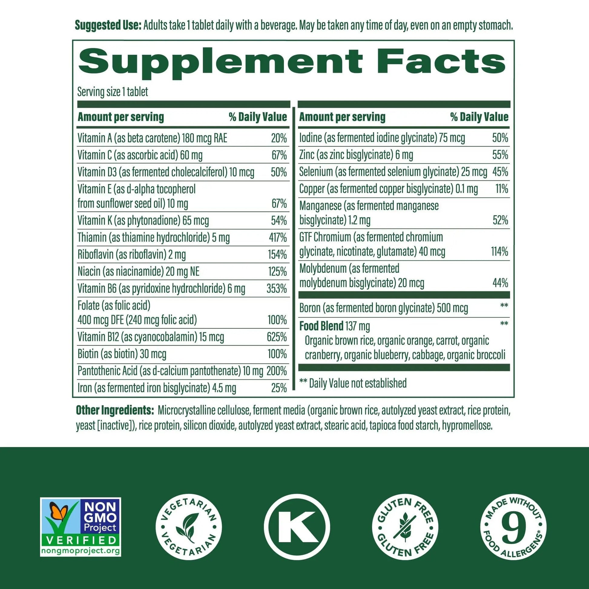 MegaFood One Daily Multivitamin for Women and Men, Immune Support Supplement with Real Food, Vitamin C & Vitamin B, Bone Health - dailyvitalstore
