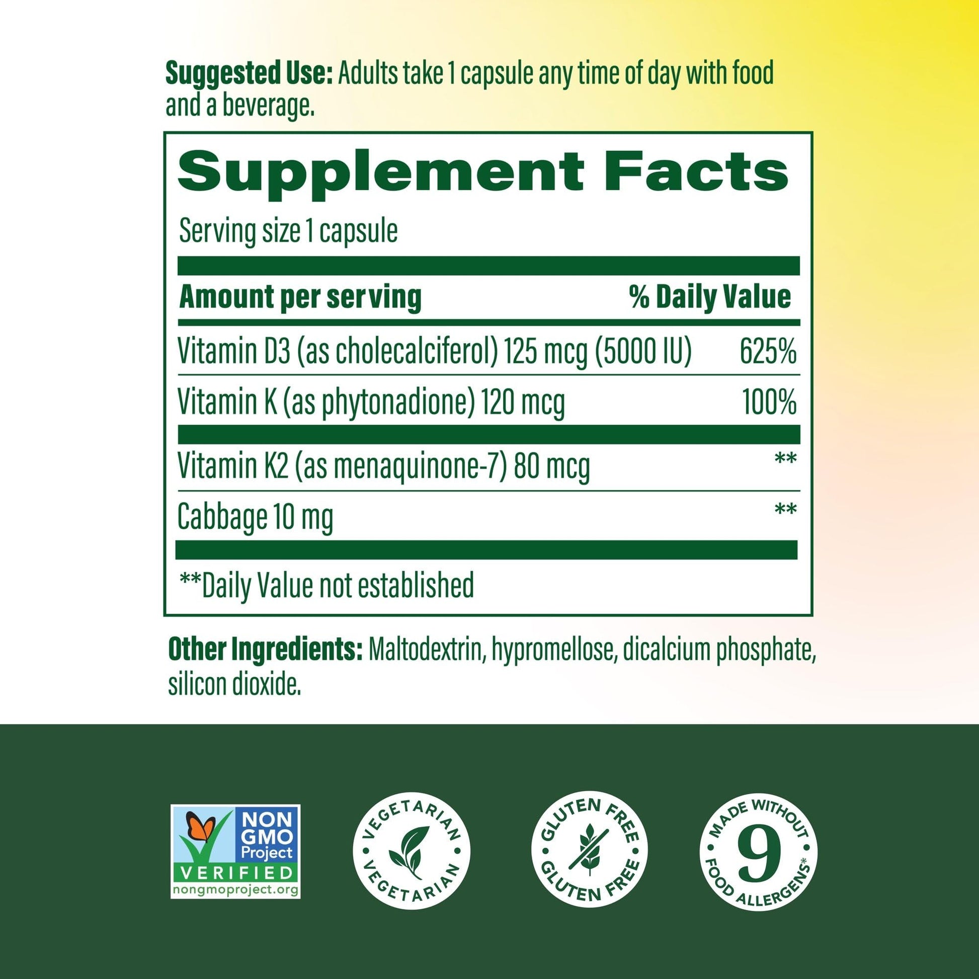 MegaFood Vitamin D3 5000 IU (125 mcg) - Vegetarian Supplements with Vitamin D3 K2 - Supports Bones, Teeth, Muscles & Immune Health - Certified Non-GMO - 120 Mini Capsules, 120 Servings - dailyvitalstore