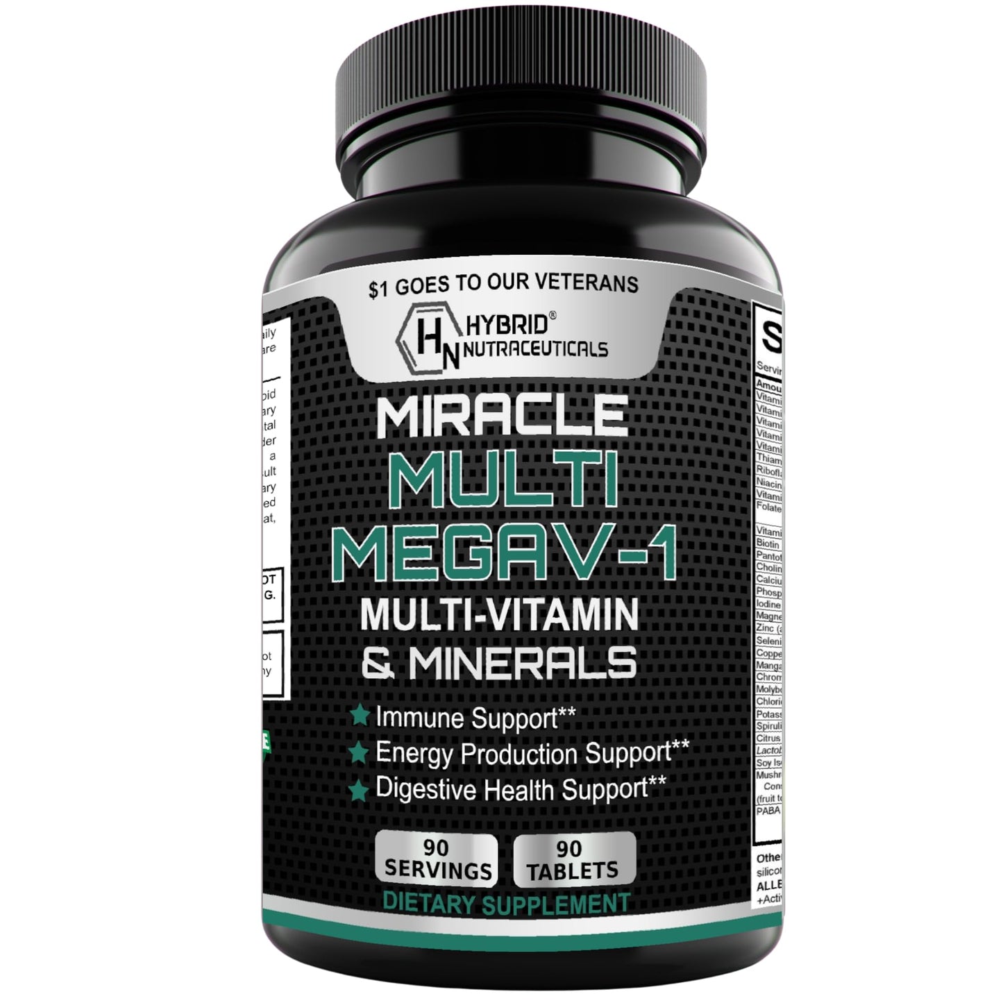 MEGAV-1 Multi-Vitamin, Superfood & Minerals - Daily Multivitamin with Probiotics, Digestive Enzyme, Mushroom Complex for Heart Health, Immune Support, Energy & Stamina - 90 Tablets - dailyvitalstore