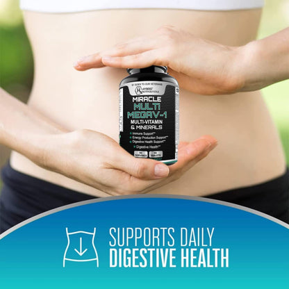 MEGAV-1 Multi-Vitamin, Superfood & Minerals - Daily Multivitamin with Probiotics, Digestive Enzyme, Mushroom Complex for Heart Health, Immune Support, Energy & Stamina - 90 Tablets - dailyvitalstore