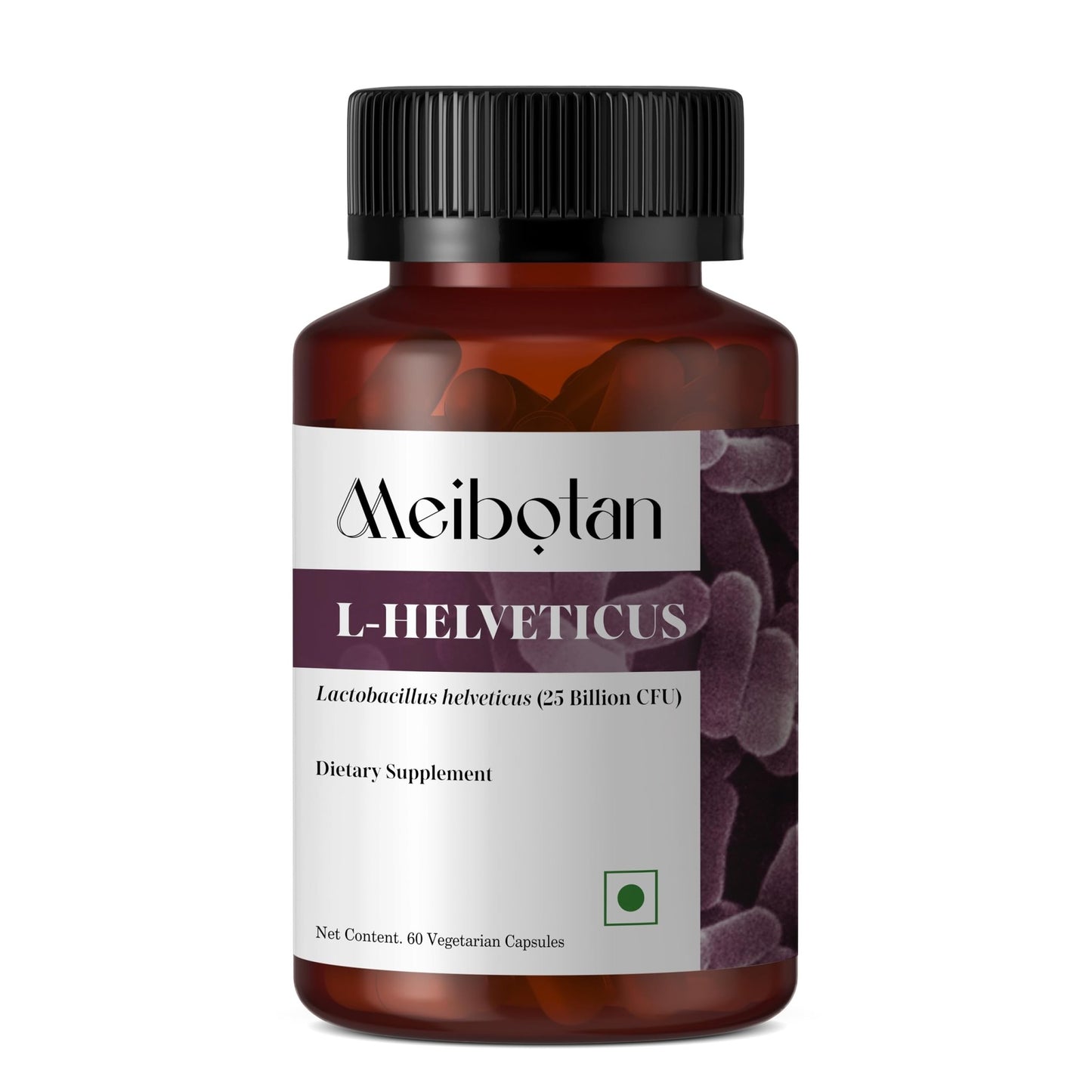 MEIBOTAN L-Helveticus Probiotic Bacteria with 25 Billion CFU for Women & Men, Helps Digestion, Nutrient Absorption and Fight Bad Bacterias - 60 Veggie Capsules - dailyvitalstore