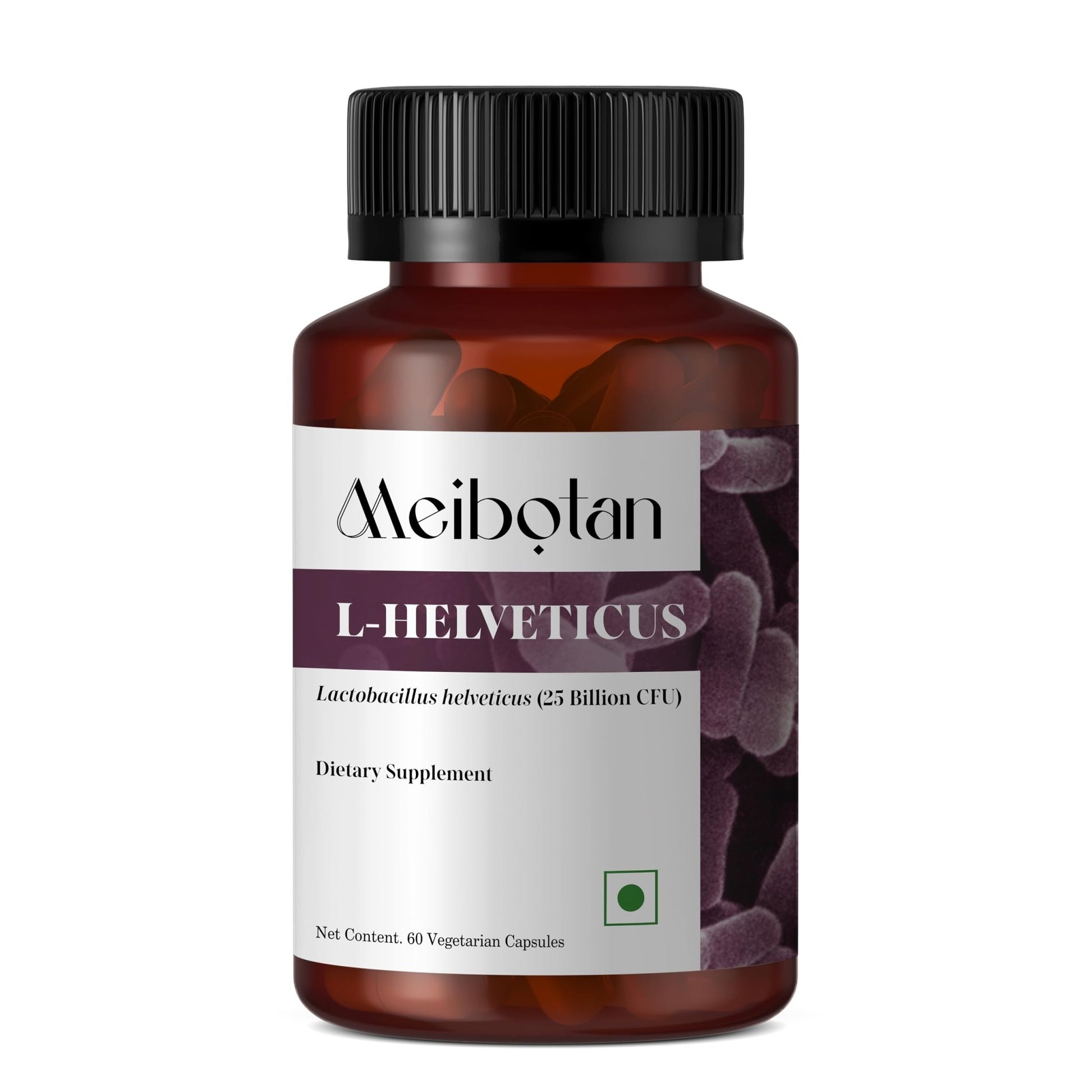 MEIBOTAN L-Helveticus Probiotic Bacteria with 25 Billion CFU for Women & Men, Helps Digestion, Nutrient Absorption and Fight Bad Bacterias - 60 Veggie Capsules - dailyvitalstore