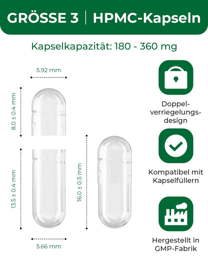 MéipaLien HPMC Empty Capsules Size 3-200 Clear Count Pill Capsules Empty - Plant-Based Cellulose | Vegetarian, Halal, Non-GMO | for DIY Supplement & Herbal Filling - dailyvitalstore