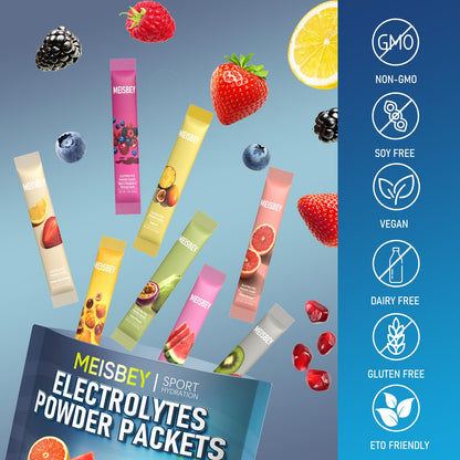 Meisbey Electrolyte Powder Packets – 32 Sticks Sugar Free Hydration Packets, Liquid Daily IV Electrolyte Hydration Powdered Drink Mix with Vitamins & Minerals, Keto Friendly, Vegan, Non-GMO - dailyvitalstore