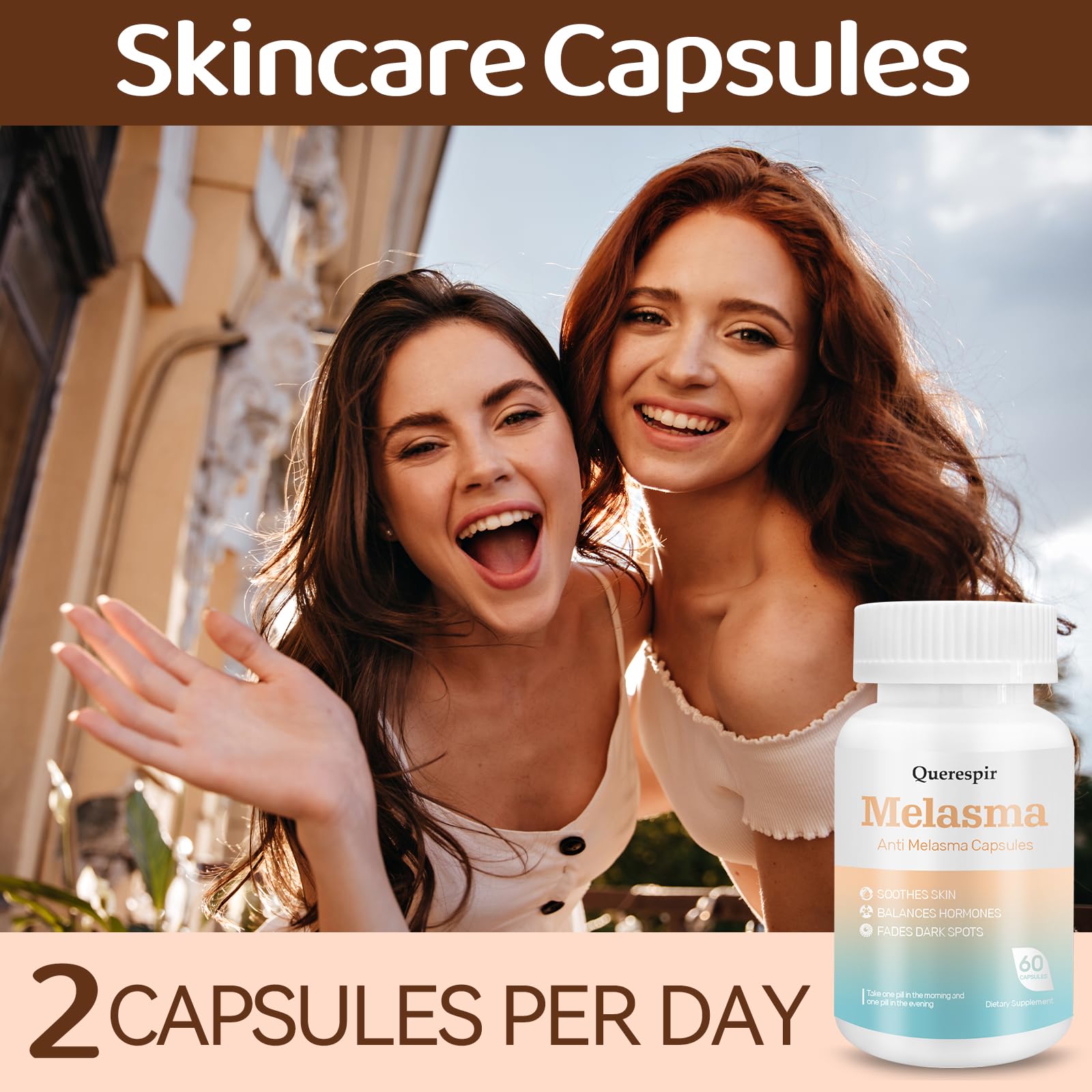 Melanina Anti-Melasma Capsule, Melasma Dark Spot Remover, Melanin Supplement, Spots Remover for Face & Body, Vitamin C & Turmeric Extract, Brightens & Even Skin Tone - 60 Capsules - dailyvitalstore