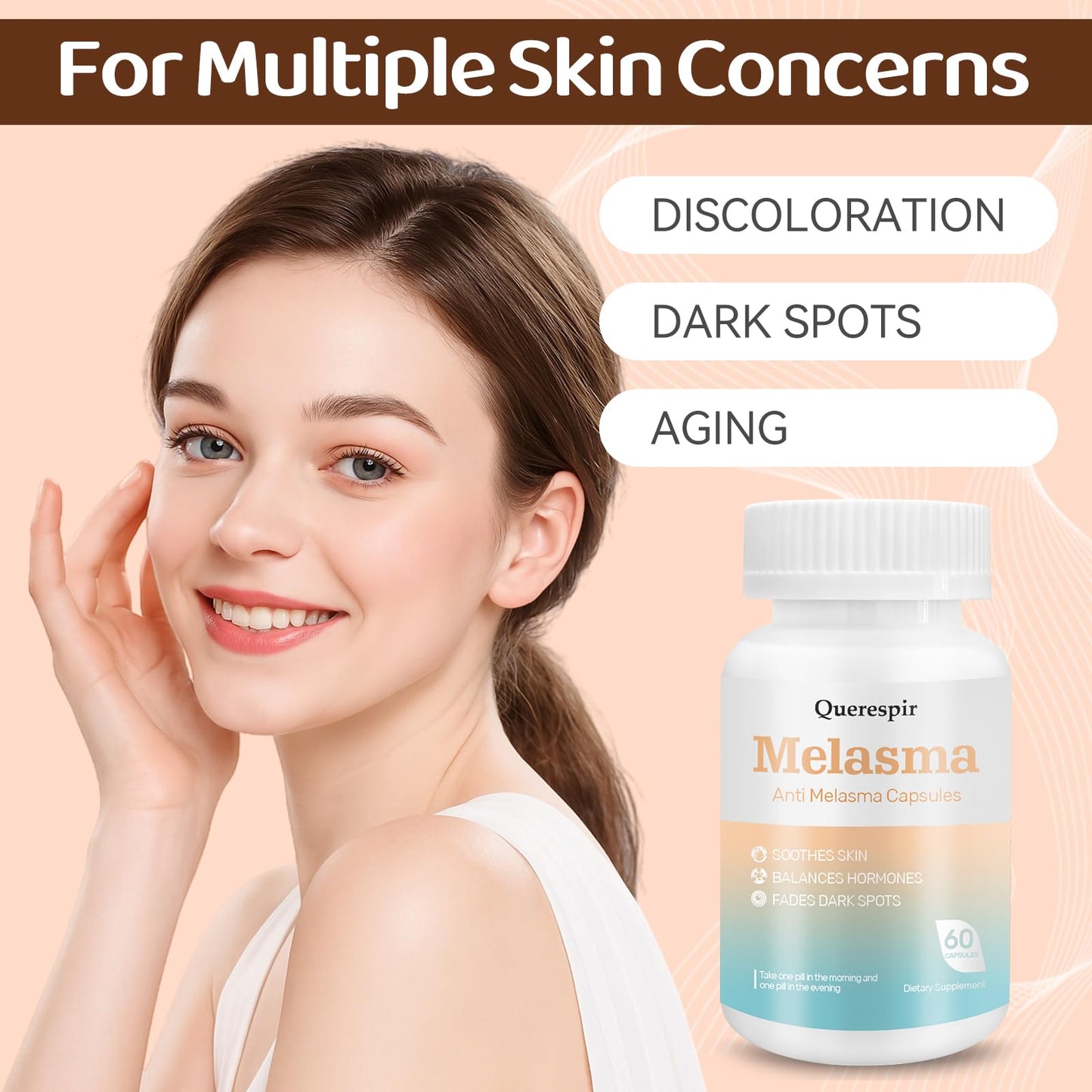 Melanina Anti-Melasma Capsule, Melasma Dark Spot Remover, Melanin Supplement, Spots Remover for Face & Body, Vitamin C & Turmeric Extract, Brightens & Even Skin Tone - 60 Capsules - dailyvitalstore