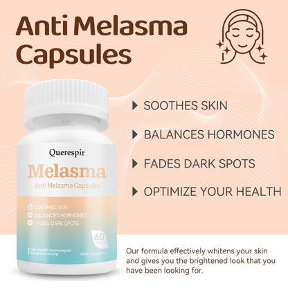 Melanina Anti-Melasma Capsule, Melasma Dark Spot Remover, Melanin Supplement, Spots Remover for Face & Body, Vitamin C & Turmeric Extract, Brightens & Even Skin Tone - 60 Capsules - dailyvitalstore