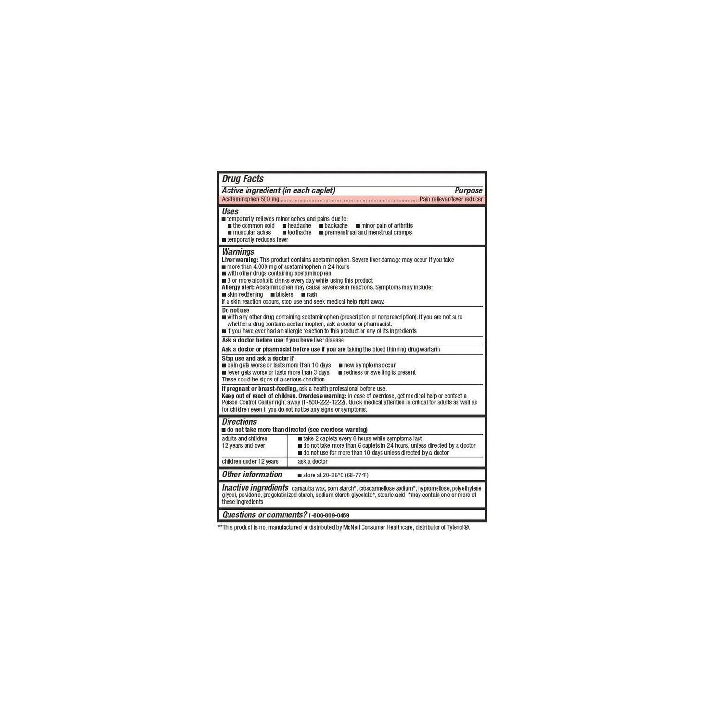 Members Mark Acetaminophen, 1200 Caplets, Pain Reliever, 500 mg - dailyvitalstore