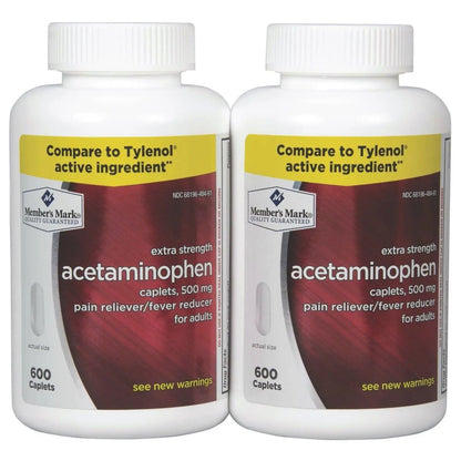 Members Mark Acetaminophen, 1200 Caplets, Pain Reliever, 500 mg - dailyvitalstore