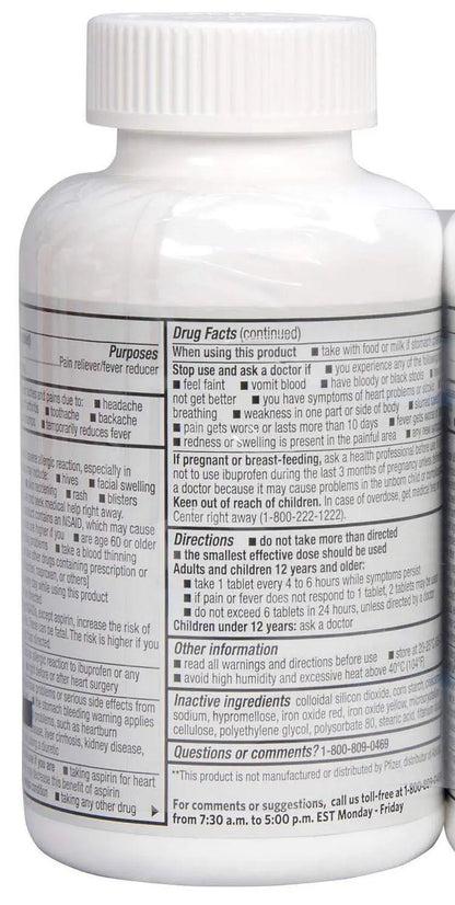 Member's Mark Ibuprofen Coated Tablets 200mg Pain Reliever Fever Reducer, 1 Bottle, 600 Tablets - dailyvitalstore