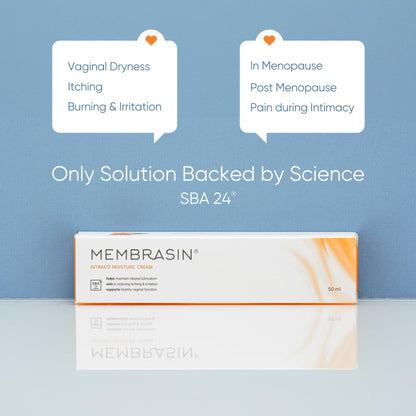 Membrasin Vaginal Moisture Cream with Hyaluronic Acid, Relieves Vaginal Dryness, Itching and Burning, Menopause Support, Hormone Free, Plant Based Formula with Omega 3 6 7 9 and Vitamin E, 50 ml - dailyvitalstore
