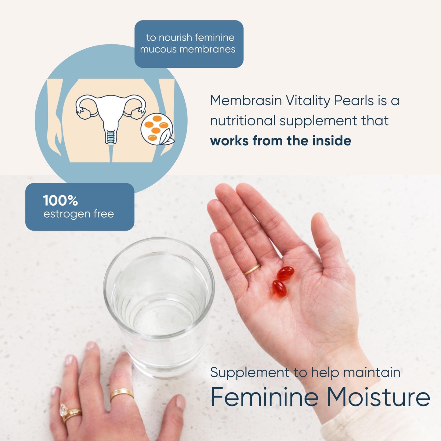 Membrasin Vaginal Moisture Support Vitality Pearls, Menopause Supplement for Vaginal Dryness & Itch, Estrogen-Free Supplement, 100% Natural Formula, Made with Sea Buckthorn Oil, 30 Oral Softgels - dailyvitalstore
