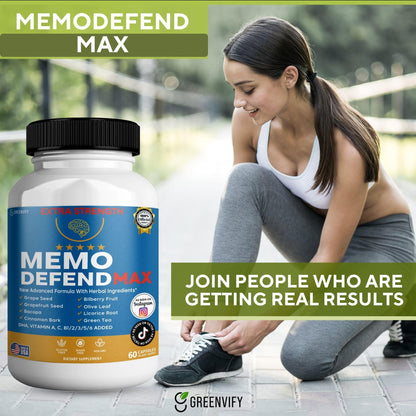 Memo Defend Max Memory Support Supplement, 60 Capsules, with Vitamins A C D E B Complex, DHA, Bacopa, Grapefruit Seed (1) - dailyvitalstore