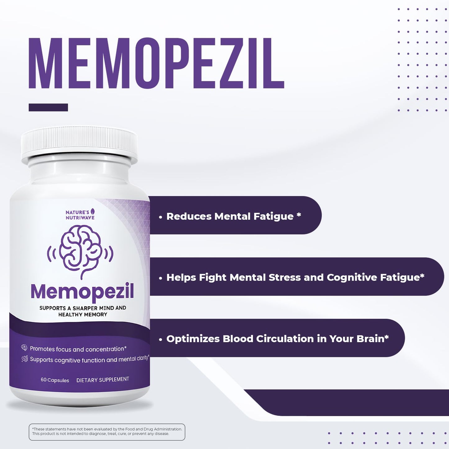 Memopezil – Daily Supplement with Vitamins A,B, C,D,E, Minerals & Botanical Extracts – Clean, Stimulant-Free Formula – GMP-Certified, Non-GMO, Made in USA - 60 Capsules, 30 Servings, 1 Month Supply - dailyvitalstore