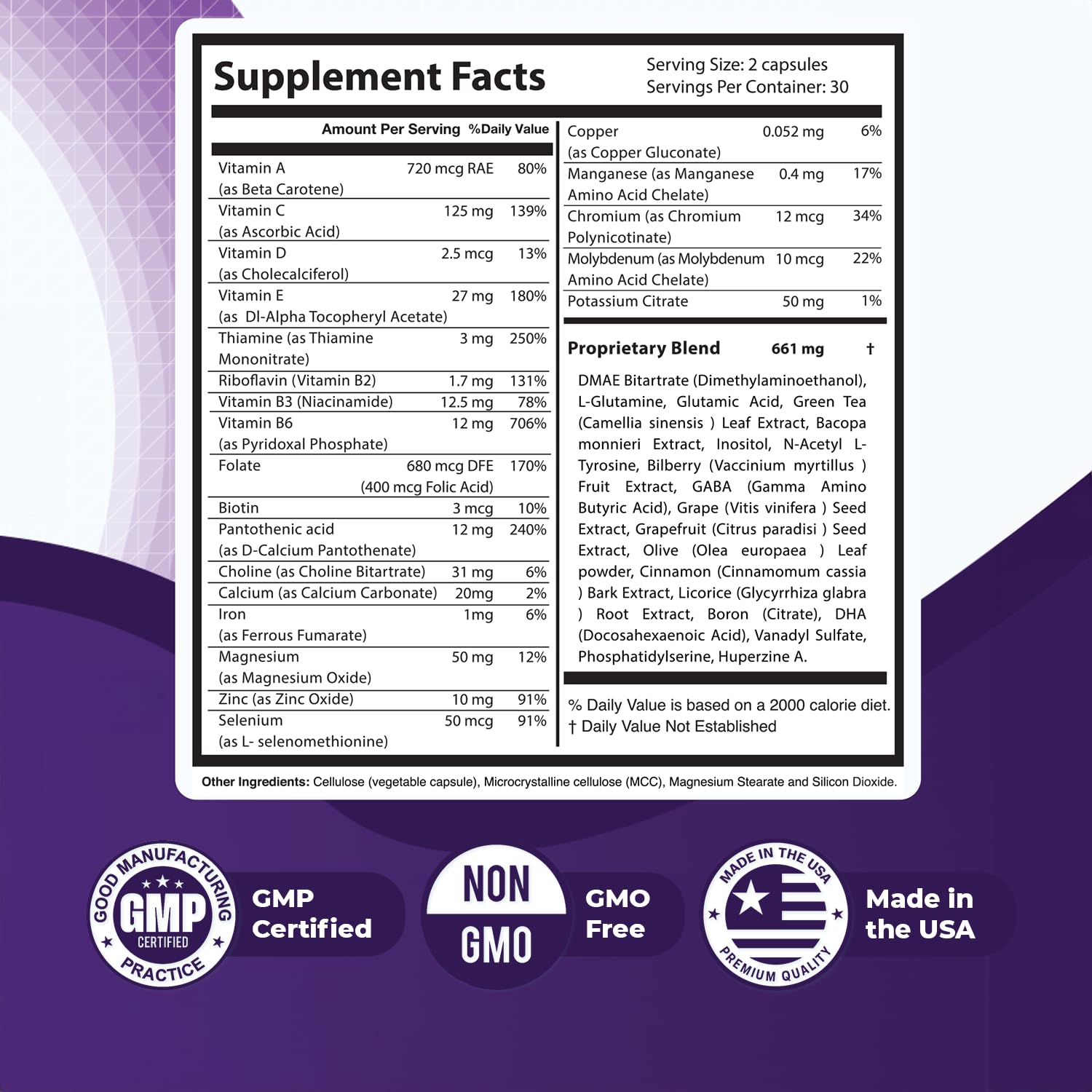 Memopezil – Daily Supplement with Vitamins A,B, C,D,E, Minerals & Botanical Extracts – Clean, Stimulant-Free Formula – GMP-Certified, Non-GMO, Made in USA - 60 Capsules, 30 Servings, 1 Month Supply - dailyvitalstore