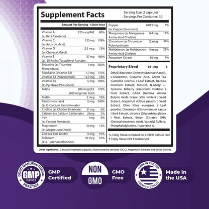 Memopezil – Daily Supplement with Vitamins A,B, C,D,E, Minerals & Botanical Extracts – Clean, Stimulant-Free Formula – GMP-Certified, Non-GMO, Made in USA - 60 Capsules, 30 Servings, 1 Month Supply - dailyvitalstore