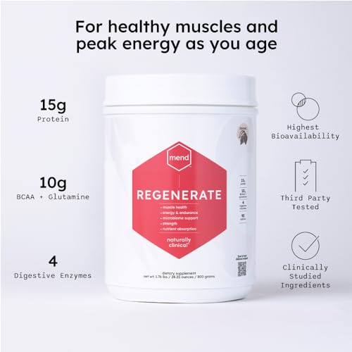 MEND Regenerate, Post Workout Recovery, Immune Support, and Sports Nutrition Supplement for Men and Women - Natural, Gluten Free, and Non-GMO - Cocoa Protein Powder, 20 Servings - dailyvitalstore