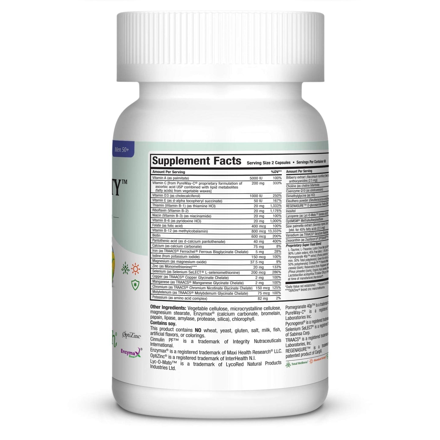 Mens Multivitamin 50 Plus – Daily Multivitamin for Men Over 50 with Vitamin B12, A, D, C, Zinc, Magnesium & More – Energy, Immune & Heart Support Mens Multi Vitamins - Non-GMO – 120 Capsules - dailyvitalstore