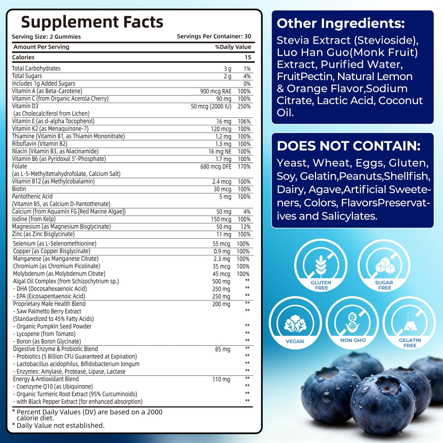 Mens Multivitamin Gummies for Men Daily - Zero Sugar Adult Gummy Vitamins with Saw Palmetto, Omega 3 DHA EPA, Probiotics 5B CFU, CoQ10, Turmeric Ginger for Prostate, Heart, Brain & Energy Support - dailyvitalstore