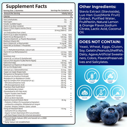 Mens Multivitamin Gummies for Men Daily - Zero Sugar Adult Gummy Vitamins with Saw Palmetto, Omega 3 DHA EPA, Probiotics 5B CFU, CoQ10, Turmeric Ginger for Prostate, Heart, Brain & Energy Support - dailyvitalstore