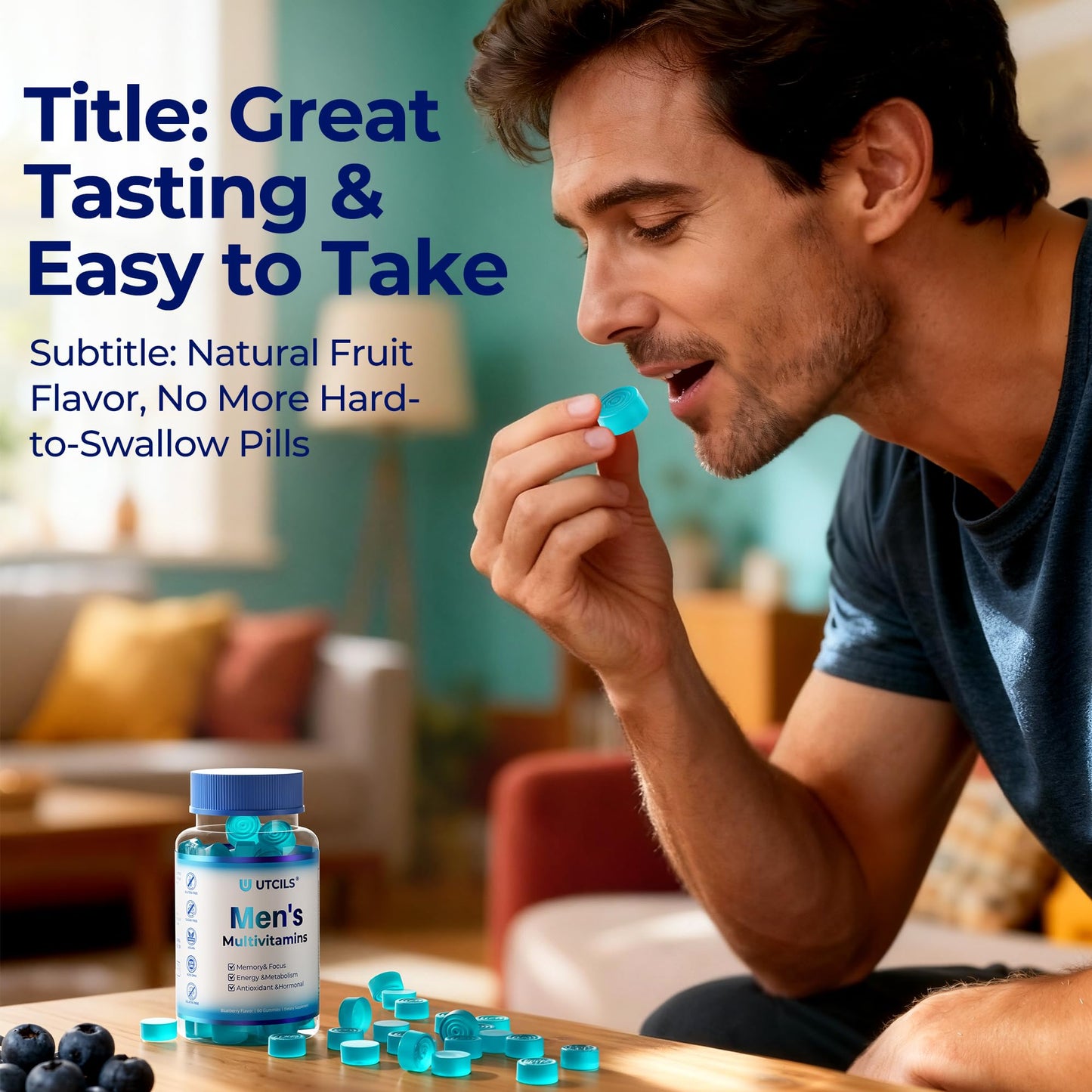 Mens Multivitamin Gummies for Men Daily - Zero Sugar Adult Gummy Vitamins with Saw Palmetto, Omega 3 DHA EPA, Probiotics 5B CFU, CoQ10, Turmeric Ginger for Prostate, Heart, Brain & Energy Support - dailyvitalstore