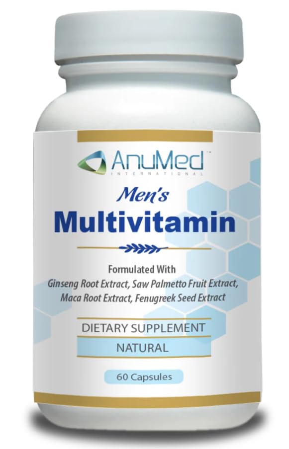 Men’s Multivitamin Supplement – Daily Energy, Immune & Heart Support – with Zinc, Magnesium, B12, CoQ10, Turmeric, Ginseng & More – 60 Vegetable Capsules – AnuMed - dailyvitalstore