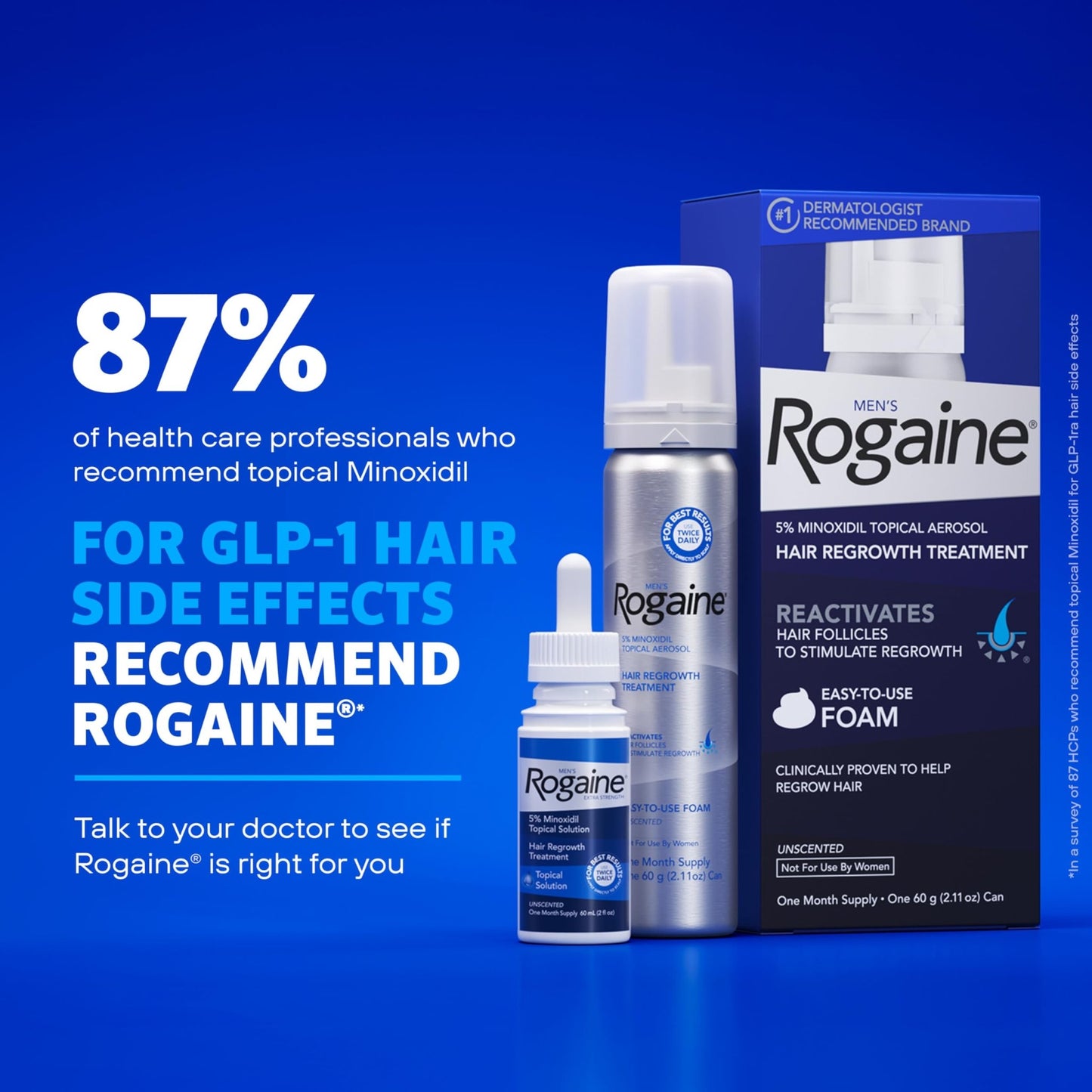 Men’s Rogaine 5% Minoxidil for Men Foam, Clinically Proven Regrowth for Thinning Hair, Topical Hair Loss Treatment, Unscented Topical Aerosol, Results in 8–16 Weeks - dailyvitalstore