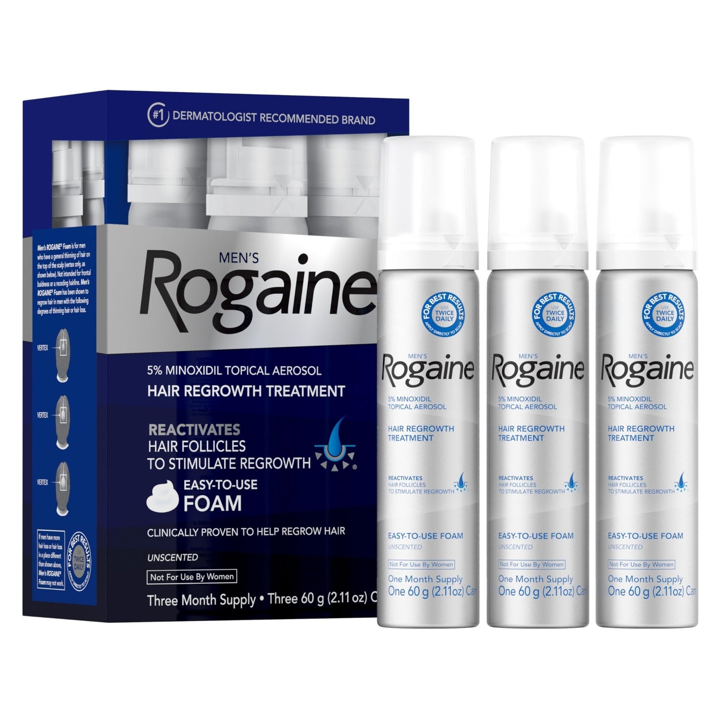 Men’s Rogaine 5% Minoxidil for Men Foam, Clinically Proven Regrowth for Thinning Hair, Topical Hair Loss Treatment, Unscented Topical Aerosol, Results in 8–16 Weeks - dailyvitalstore