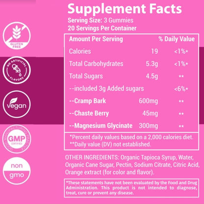 Menstrual Cramp Period Gummies True Roots | PMS Support Supplement for Women | Healthy Flow | Flo PMS Menstrual Cycle Relief, Cramping and Bloating | Vegan & Natural Flavors | 60 Count - dailyvitalstore