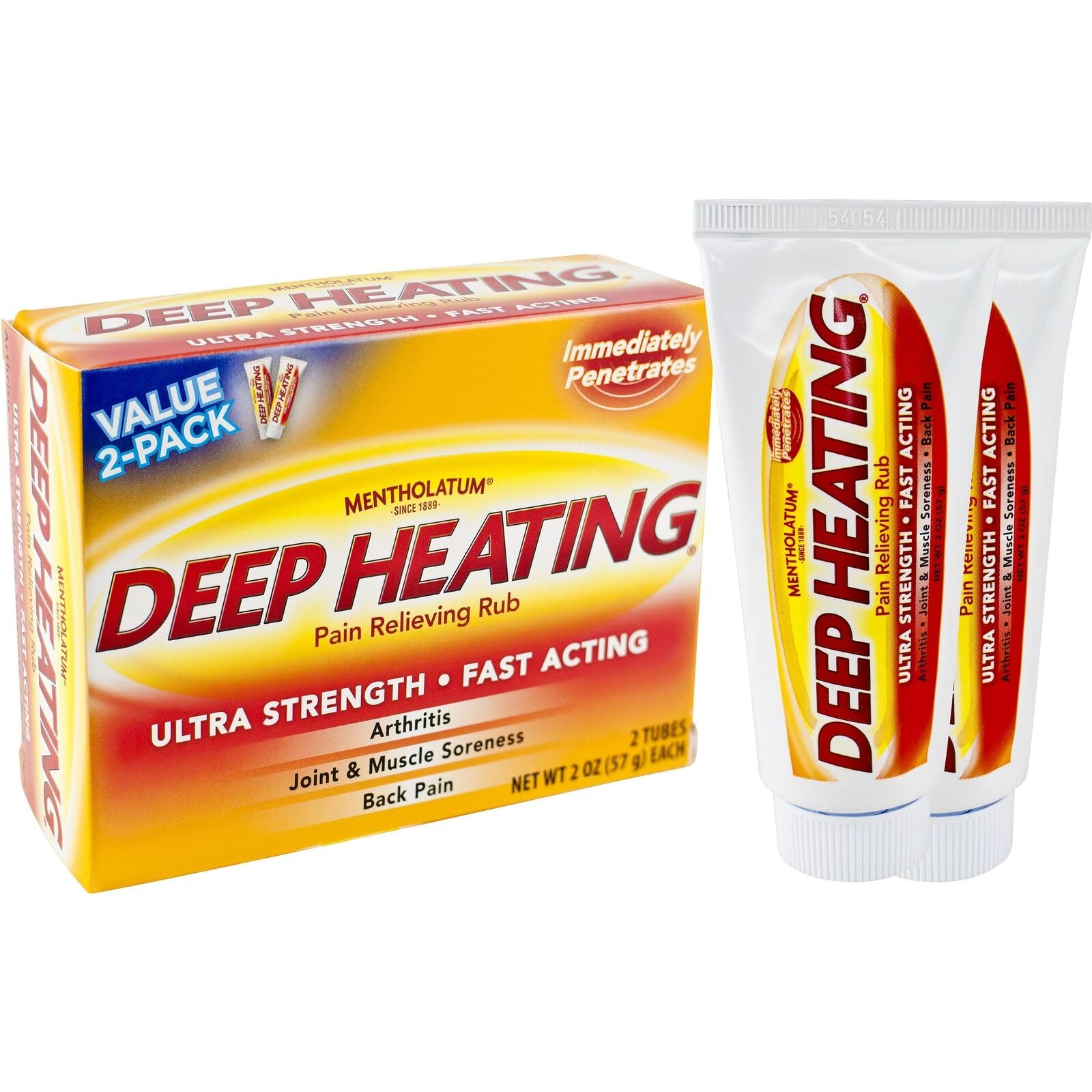 Mentholatum Deep Heating Pain Relieving Rub, Ultra Strength, 2 Tubes each, Pack of 5 - dailyvitalstore