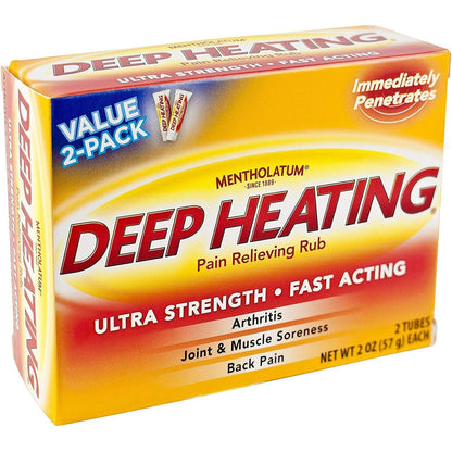 Mentholatum Deep Heating Pain Relieving Rub, Ultra Strength, 2 Tubes each, Pack of 5 - dailyvitalstore