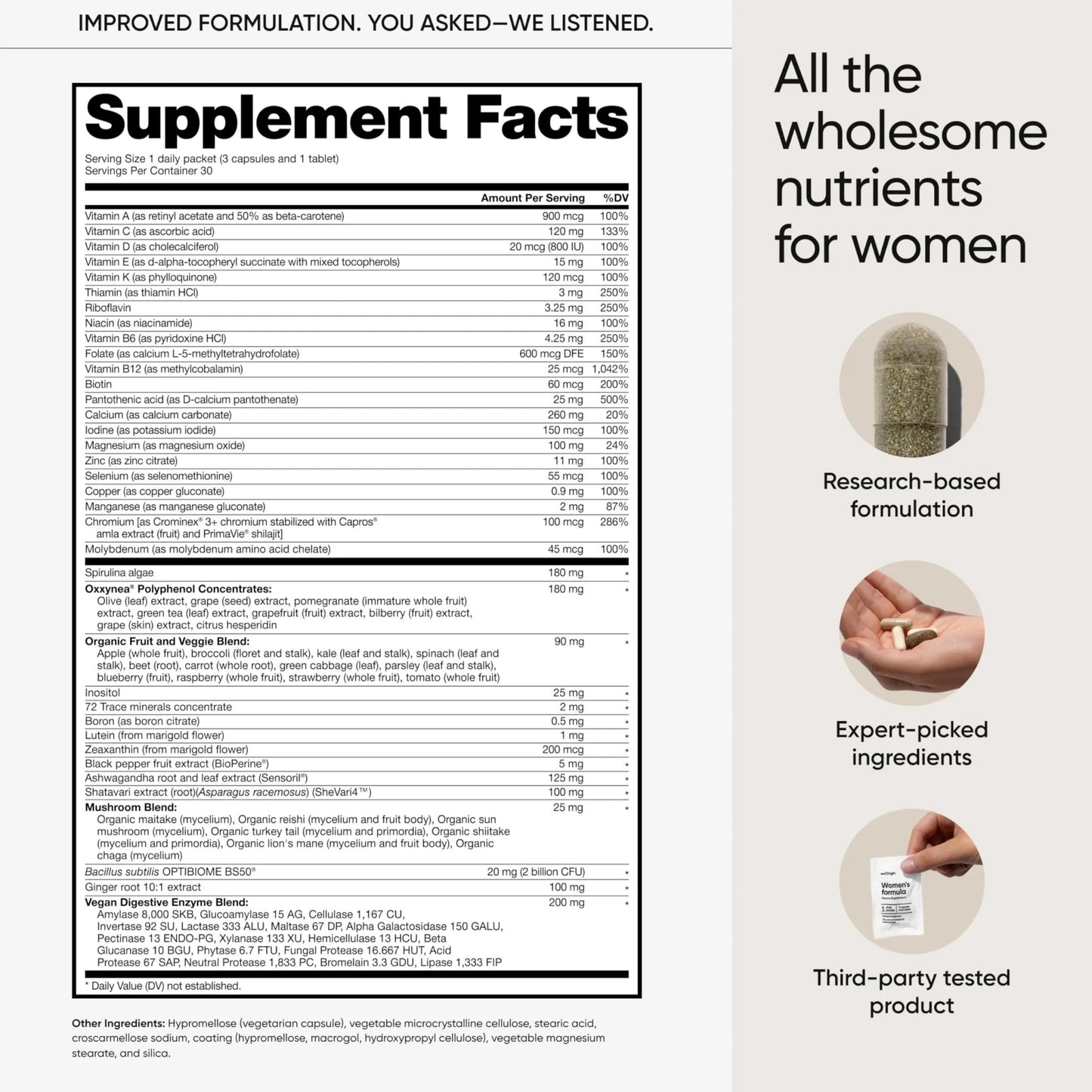 meOrigin Multivitamin for Women, All-in-One Supplement Complex with Vitamin B12, A, C, Biotin, D, E, Folate, Magnesium - dailyvitalstore