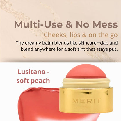 MERIT Flush Balm Cream Blush – Lusitano Soft Peach | Hydrating Radiant Cheek & Lip Tint Stick with Vitamin E | Lightweight, Buildable, Vegan & Cruelty-Free Blush - dailyvitalstore