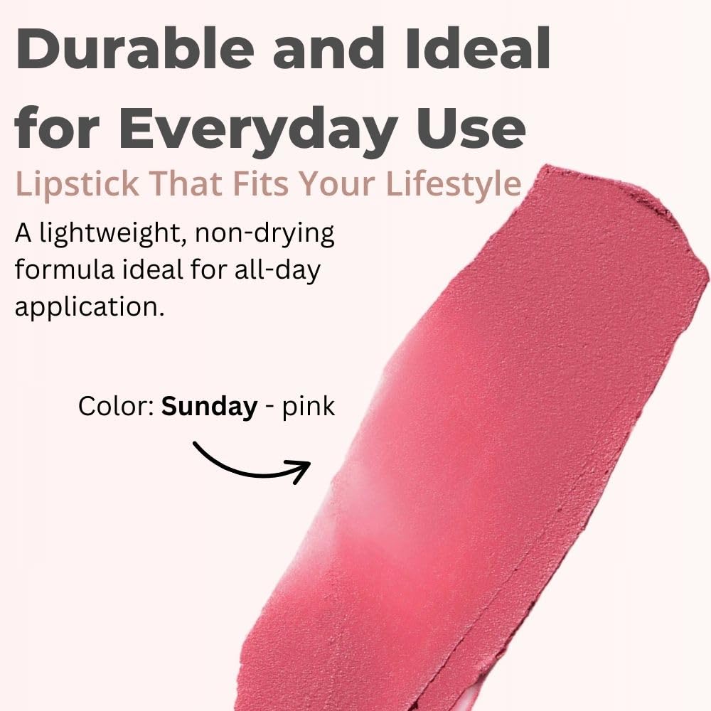 Merit Signature Lip Lightweight Matte Lipstick - 0.10 oz / 3 g (Sunday (pink), standard) - dailyvitalstore