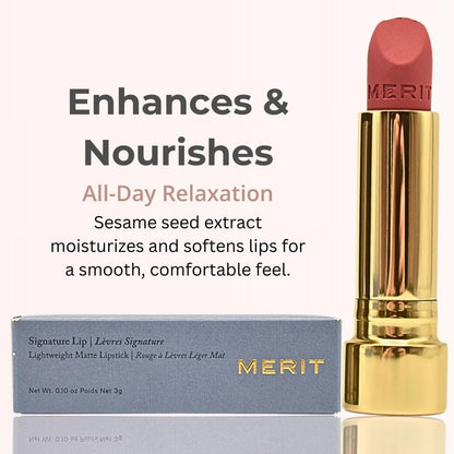 Merit Signature Lip Lightweight Matte Lipstick - 0.10 oz / 3 g (Sunday (pink), standard) - dailyvitalstore