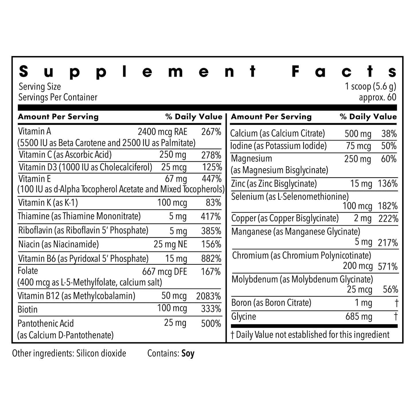 Metabolic Maintenance Vitamin Mineral Base Powder - Iron Free Multivitamin with Active B Vitamins + Chelated Minerals (340 Grams, 60 Servings) - dailyvitalstore