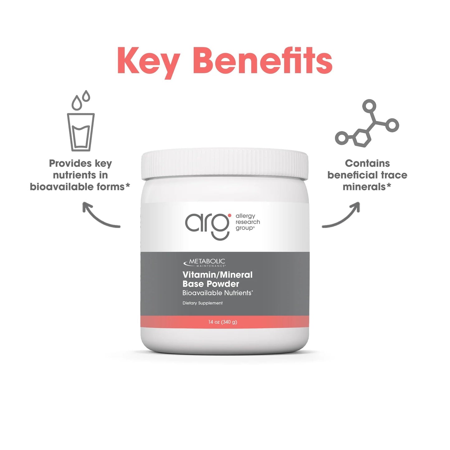 Metabolic Maintenance Vitamin Mineral Base Powder - Iron Free Multivitamin with Active B Vitamins + Chelated Minerals (340 Grams, 60 Servings) - dailyvitalstore