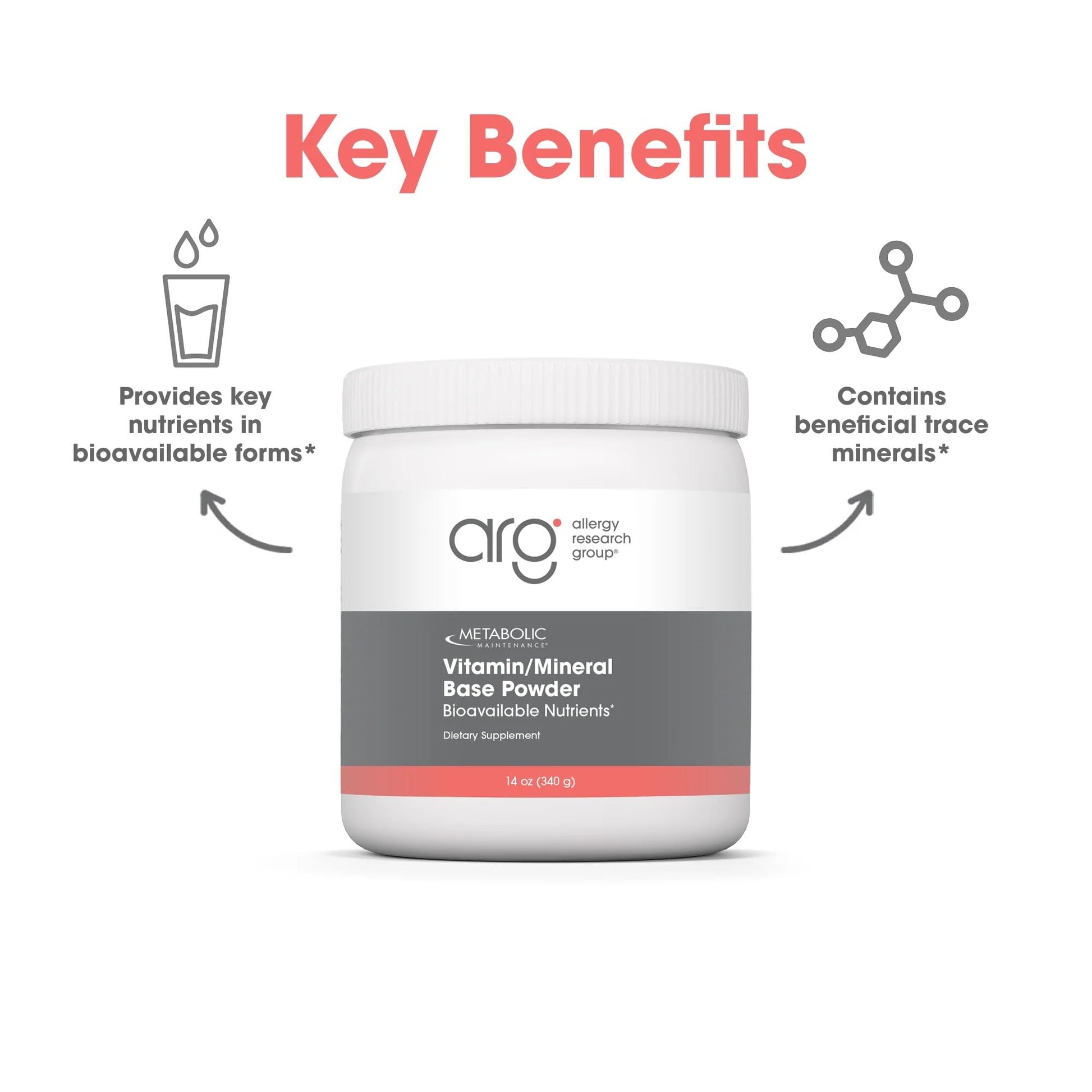 Metabolic Maintenance Vitamin Mineral Base Powder - Iron Free Multivitamin with Active B Vitamins + Chelated Minerals (340 Grams, 60 Servings) - dailyvitalstore