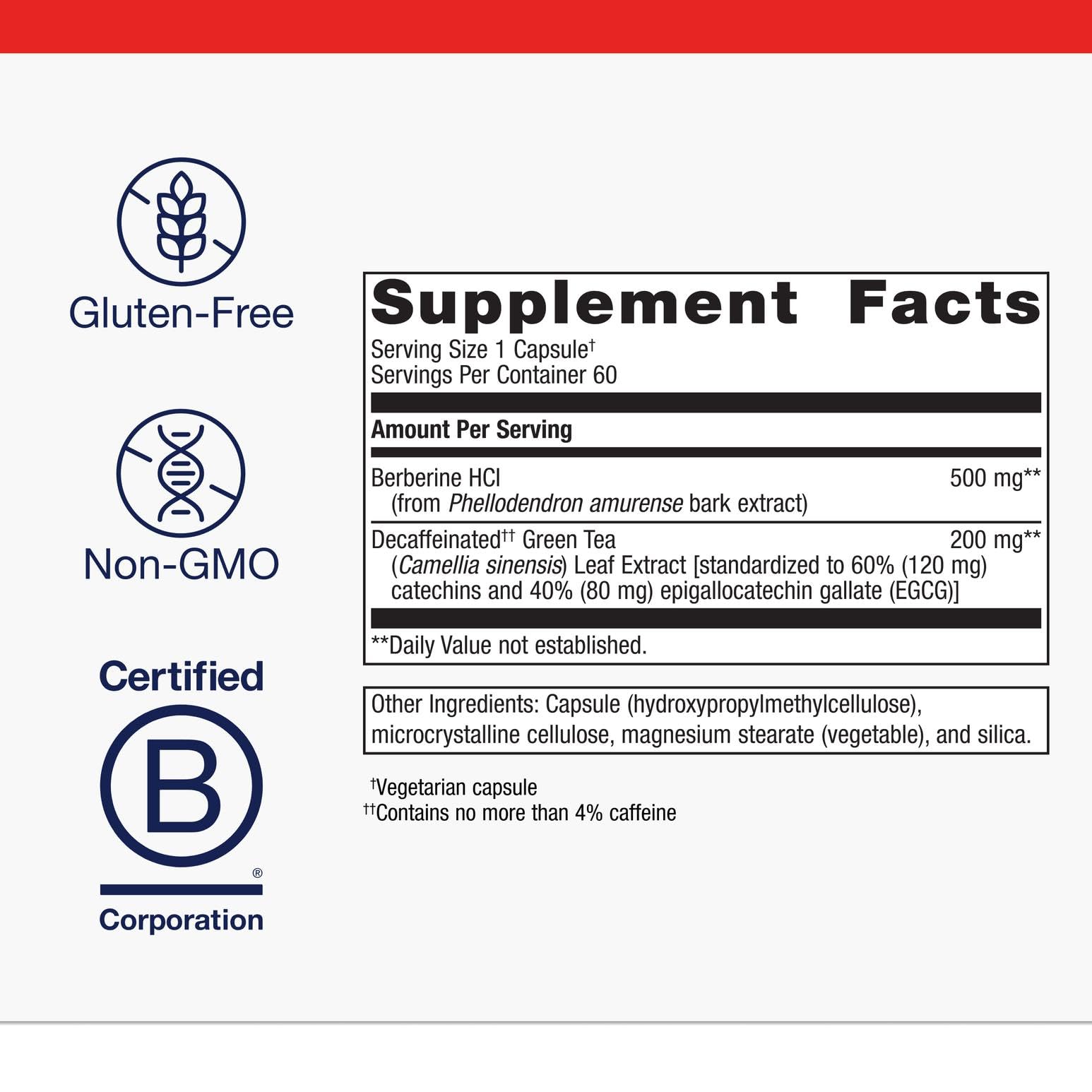 Metagenics Berberine GT - Berberine Supplement 500 mg - Supports Heart Health, Healthy Cholesterol, Triglyceride & Carbohydrate Metabolism - dailyvitalstore