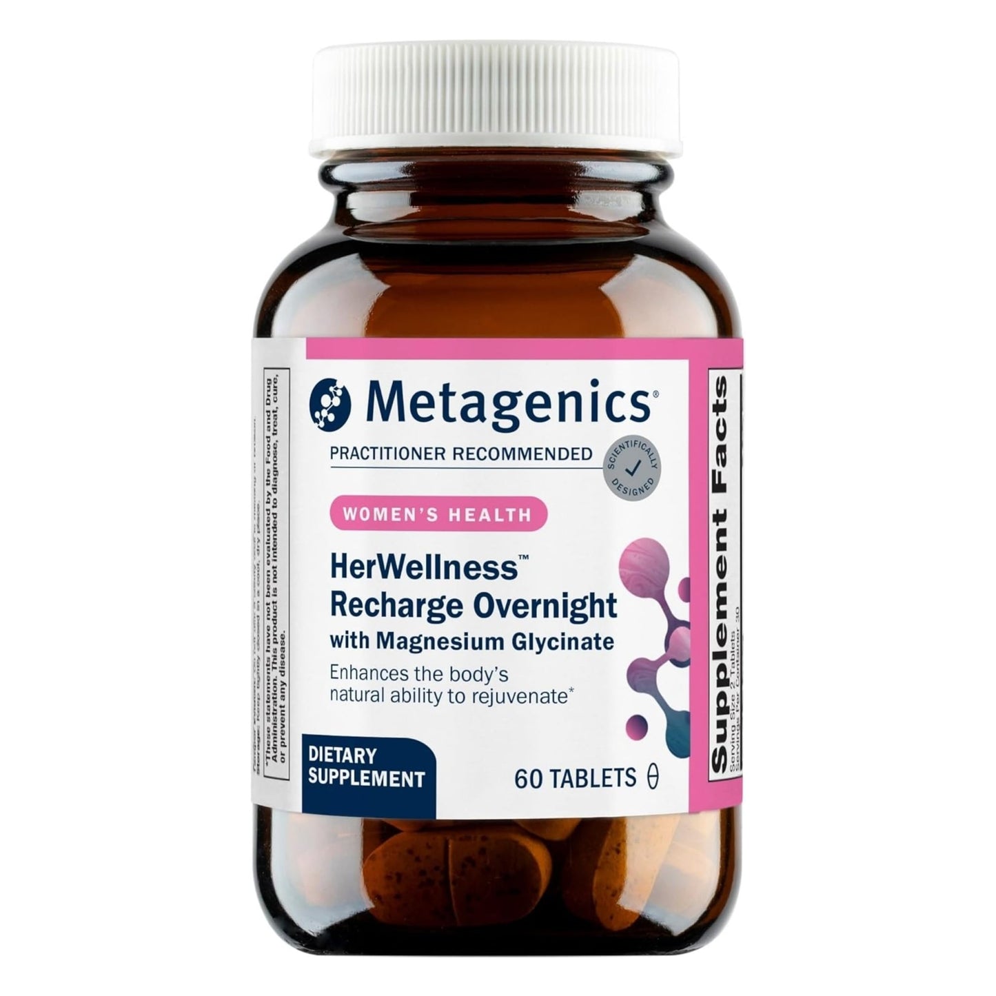 Metagenics HerWellness Recharge Overnight - Women's Sleep Support with Chelated Magnesium, Holy Basil, Zinc & Vitamin C - Supports Relaxation, Stress & Sleep - Non-GMO & Gluten-Free - 60 Tablets - dailyvitalstore