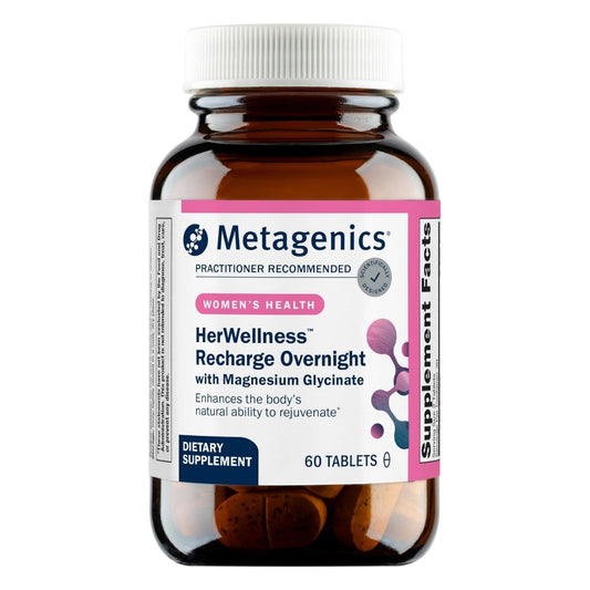 Metagenics HerWellness Recharge Overnight - Women's Sleep Support with Chelated Magnesium, Holy Basil, Zinc & Vitamin C - Supports Relaxation, Stress & Sleep - Non-GMO & Gluten-Free - 60 Tablets - dailyvitalstore