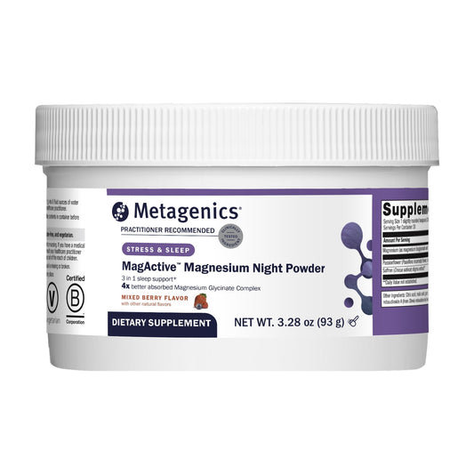 Metagenics MagActive Magnesium Night Powder - Sleep Support Supplement - Aids Healthy Sleep-Wake Cycle - Contains Magnesium, Passionflower & Saffron - Melatonin Free - 93 g, Mixed Berry Flavor - dailyvitalstore