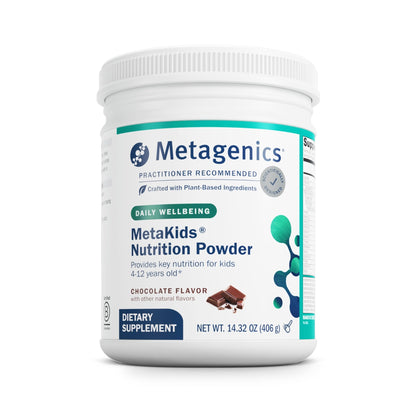 Metagenics MetaKids Nutrition Powder - Kids Multivitamin Powder with Prebiotics, DHA, Protein & Amino Acids* - Complete Protein - Non‑GMO, Gluten‑Free - Chocolate - 14.32 oz - dailyvitalstore