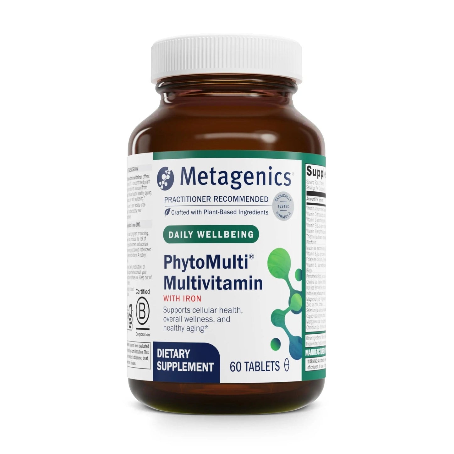 Metagenics PhytoMulti with Iron - Daily Multivitamin for Men & Women with Phytonutrients* - Methylfolate, Vitamins AK, Zinc & B6 - dailyvitalstore