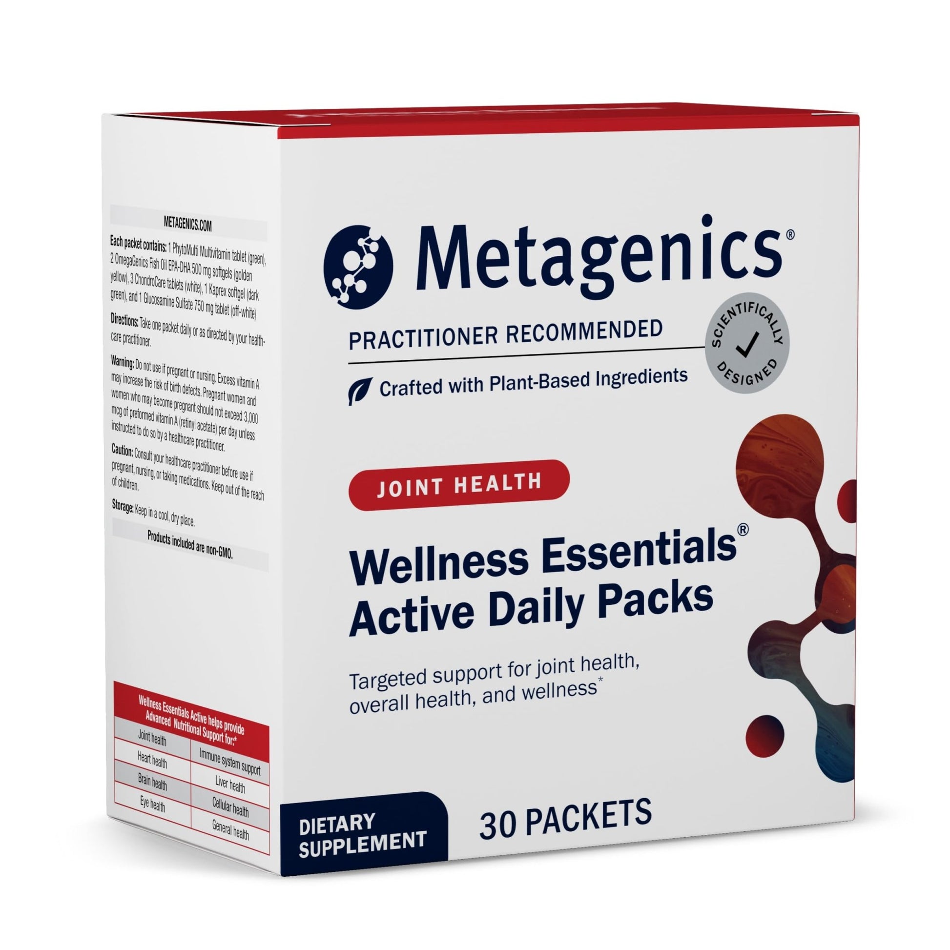 Metagenics Wellness Essentials Active Daily Packs - with Glucosamine, Chondroitin, MSM, Magnesium, Vitamin C & Omega-3* - Supports Mobility, Cartilage & Bone Health* - 30 Packets - dailyvitalstore