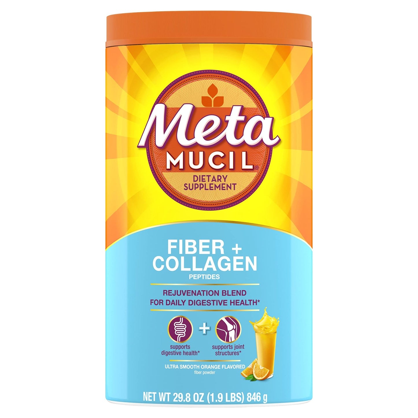 Metamucil Daily Fiber + Collagen, Psyllium Husk Powder, Plant Based Fiber Supplement, Sugar-Free with Stevia, 3-in-1 Fiber Supplement - dailyvitalstore