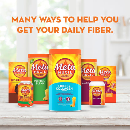 Metamucil Daily Fiber + Collagen, Psyllium Husk Powder, Plant Based Fiber Supplement, Sugar-Free with Stevia, 3-in-1 Fiber Supplement - dailyvitalstore