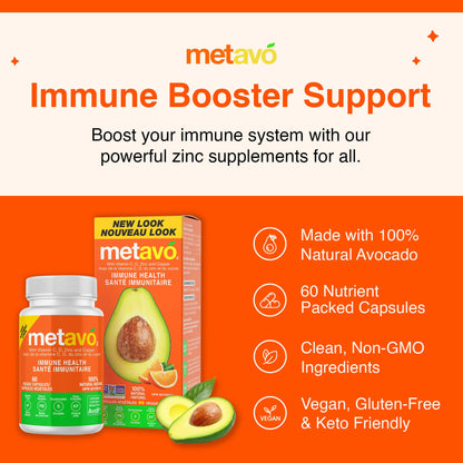 Metavo Immune Health - Natural Immune Support Supplement, Essential Zinc Supplements for Men & Women Enriched with Vitamin C, D & Copper, 60 Vegan Capsules, 30 Servings - dailyvitalstore